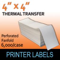 Thermal Transfer Labels 4" x 4" Perf Fanfold